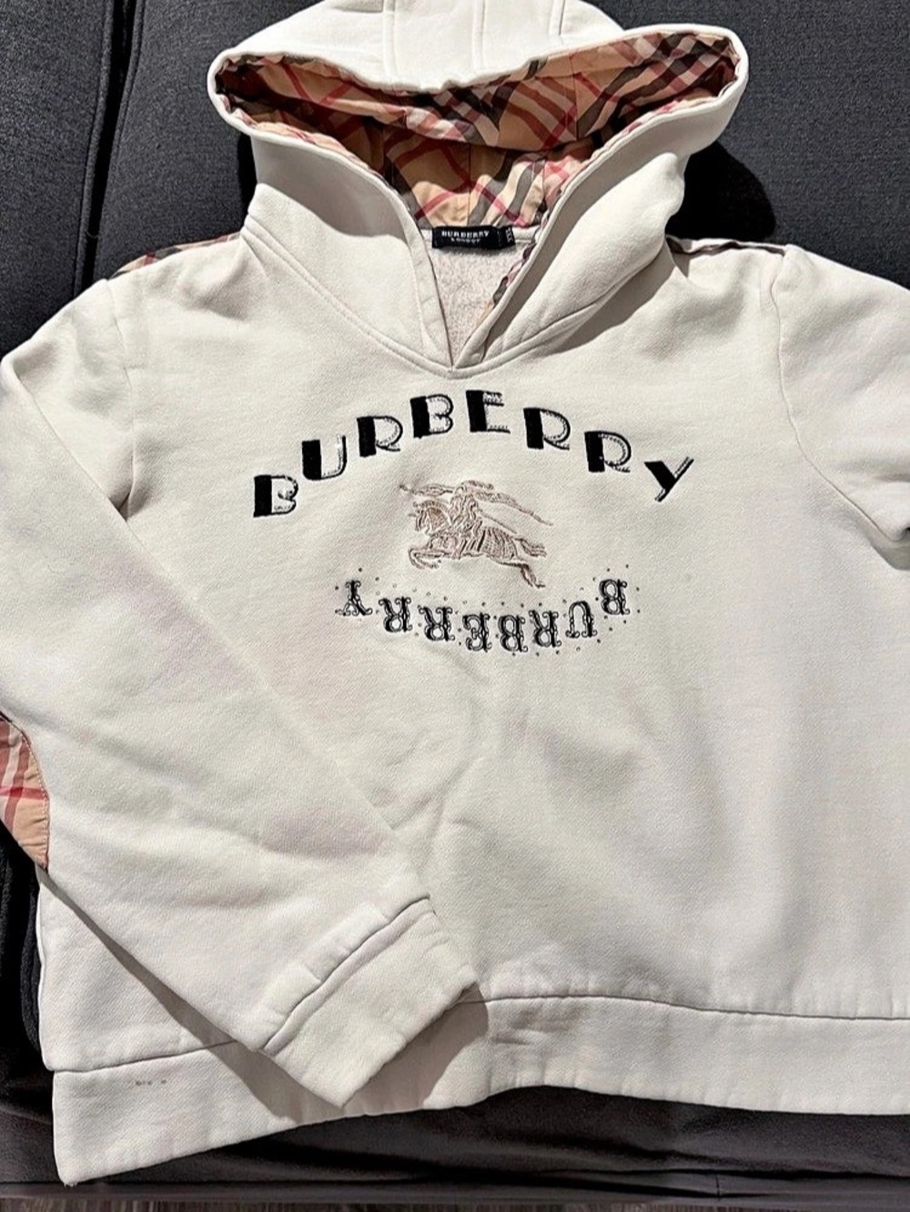 Burberry White Plaid Hoodie